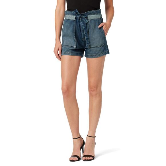 Hudson Jeans Belted Paperbag Waist Denim Shorts In Heatwave 28 - Picture 1 of 3